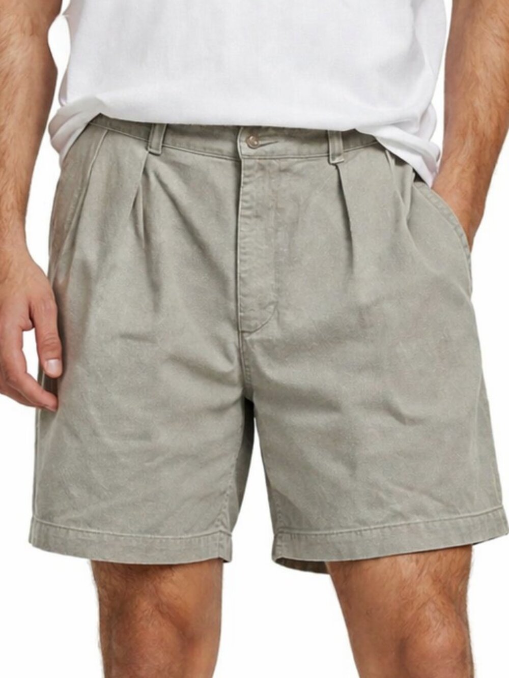Polo Ralph Lauren Chino Shorts Mens 36 Gray Pleated Cotton Casual Golf Classic